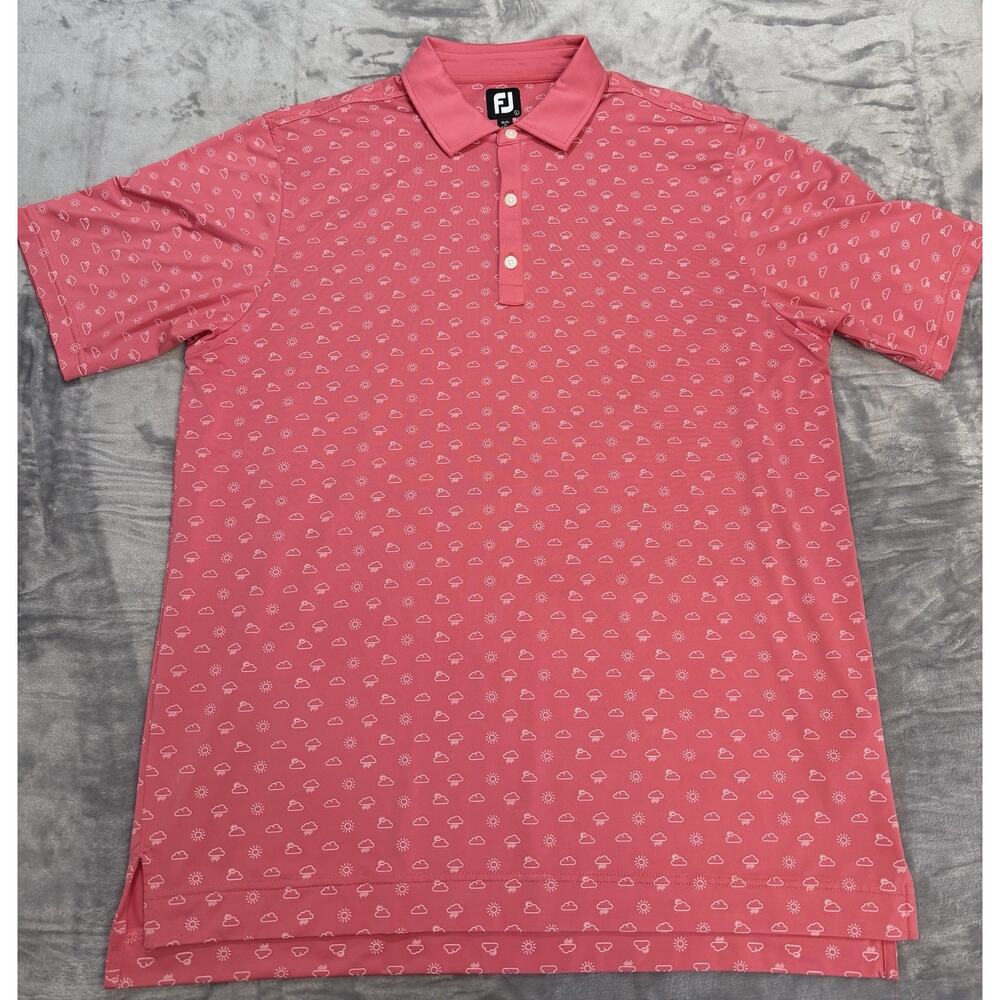 Footjoy Men's Short Sleeve Polo AOP All Over Print Sun And Clouds Size L
